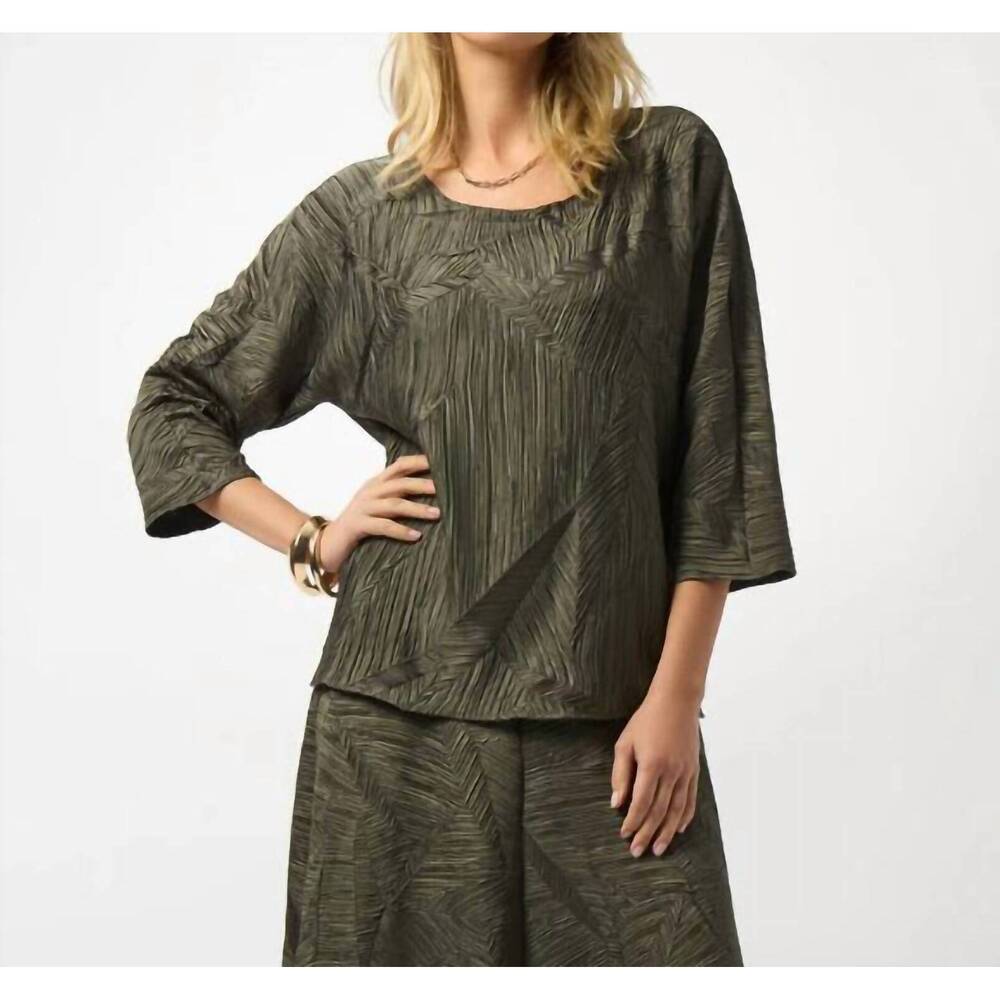 NEW JOSEPH RIBKOFF pleated satin boxy top in avocado